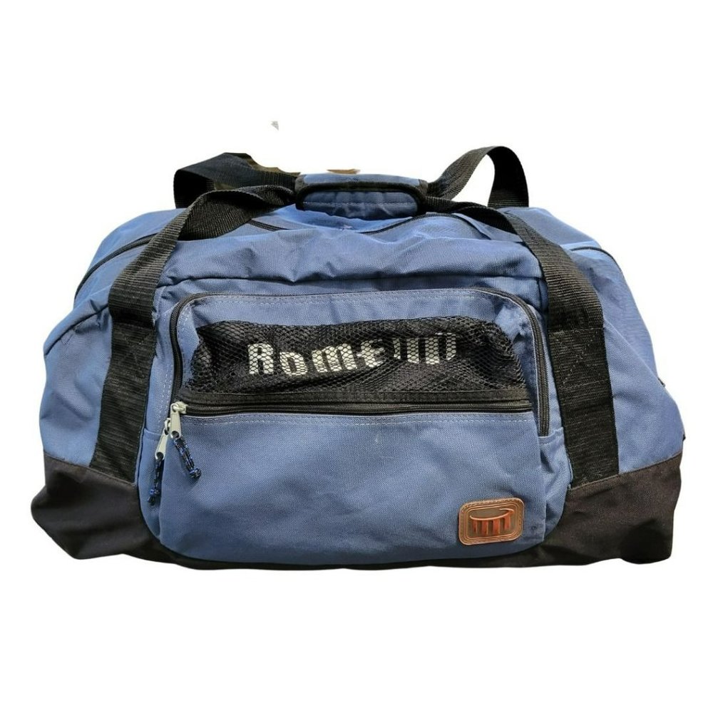 ROME Large 3-Pocket Duffle Bag 25x12" Blue Suitcase Gym Sport Carry-On Bag